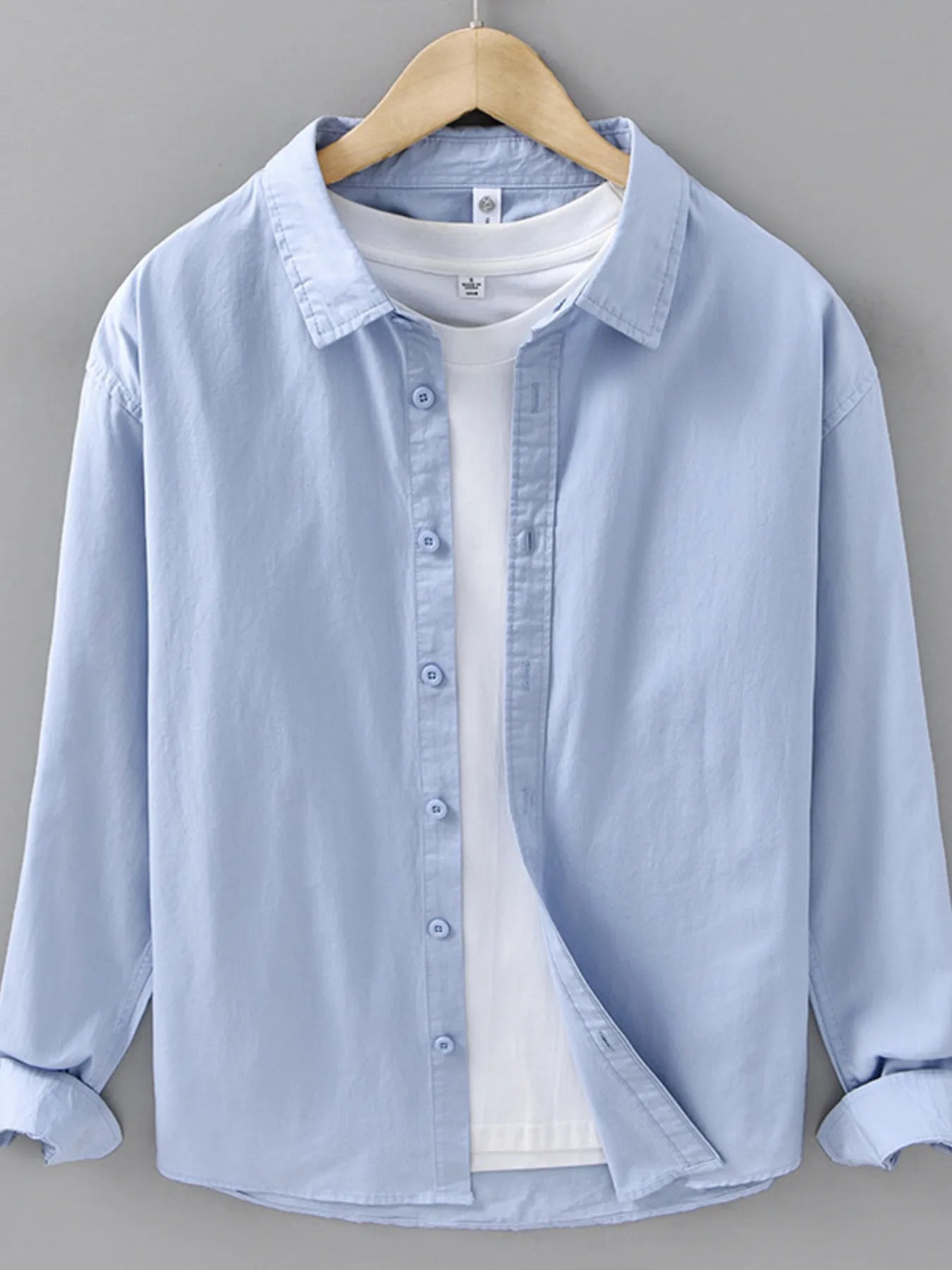 Men's Plus Size Button Up Long Sleeve Shirt - cas7m