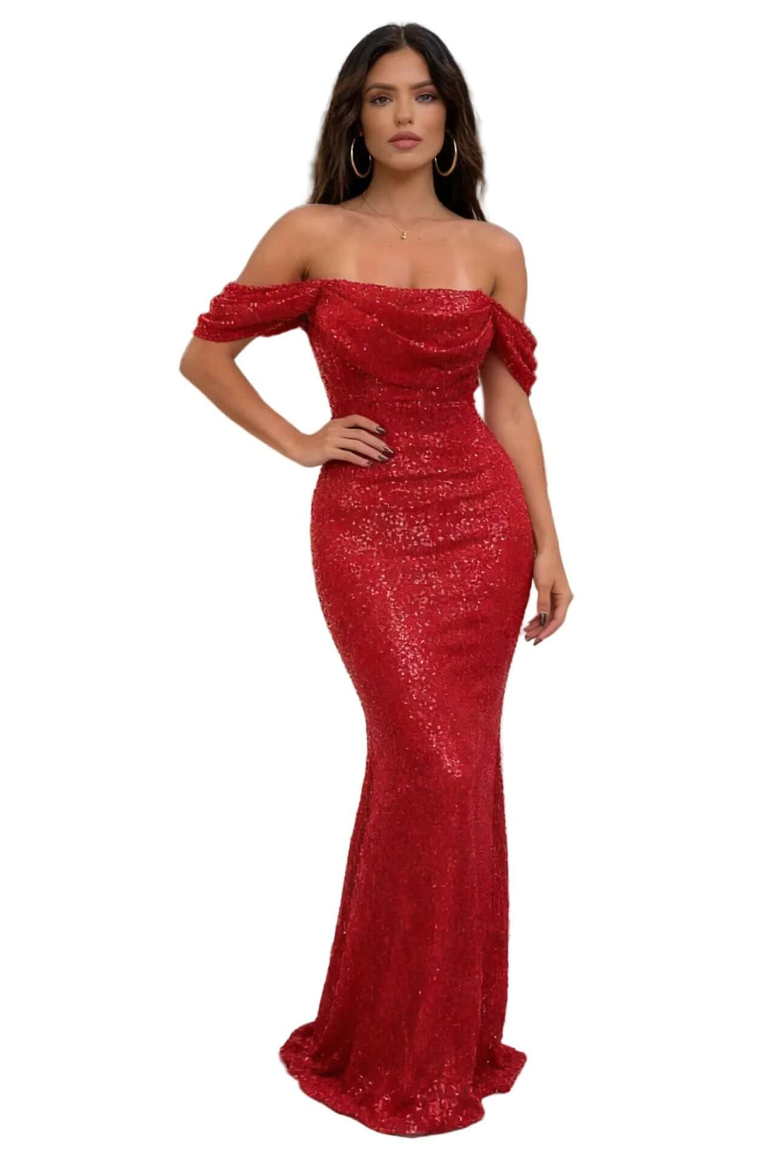 Women's Sexy Sequin Off-Shoulder Split Dress - Sparkly Off Shoulder Summer Party Long Dresses Evening Party Gown - cas7m