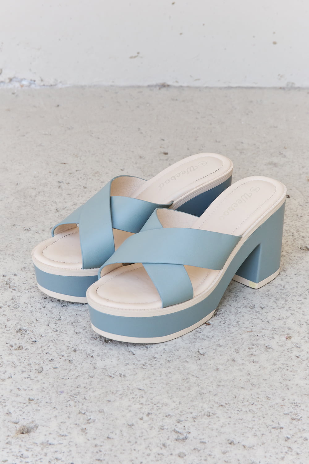 Weeboo Cherish The Moments Contrast Platform Sandals in Misty Blue - cas7m