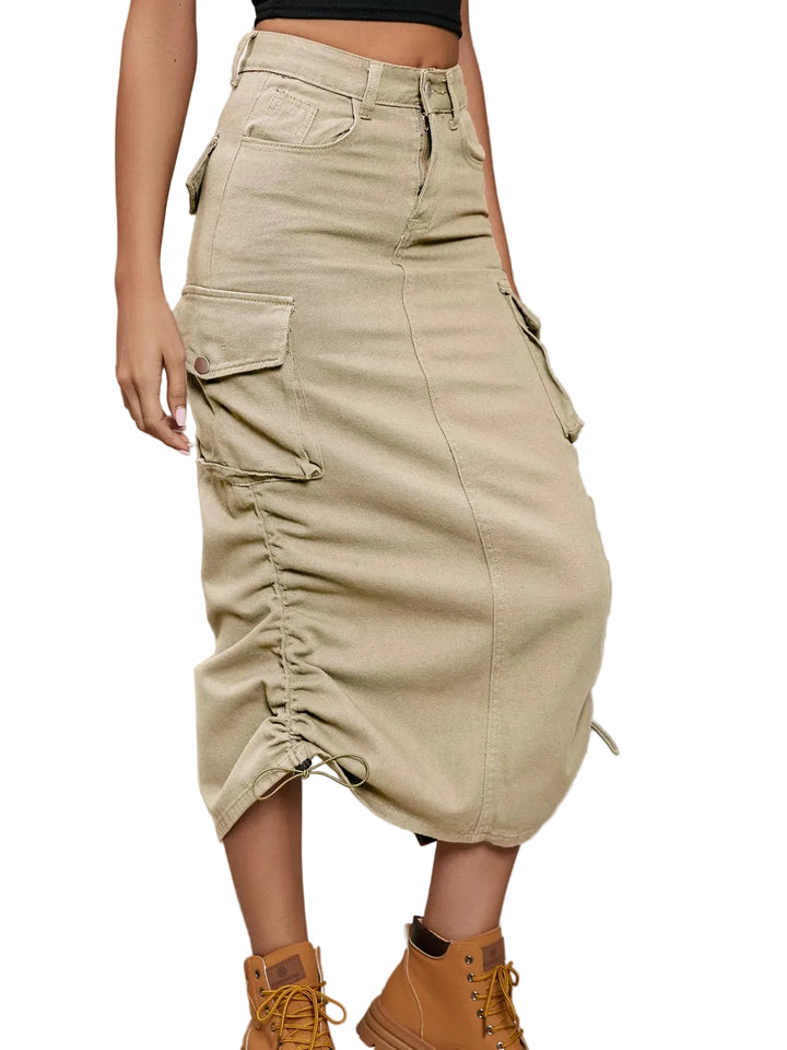 Ruched Cargo Midi Skirt - cas7m
