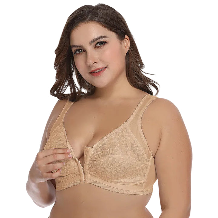 Lace Bralette with Front Closure for Plus Size Women - cas7m