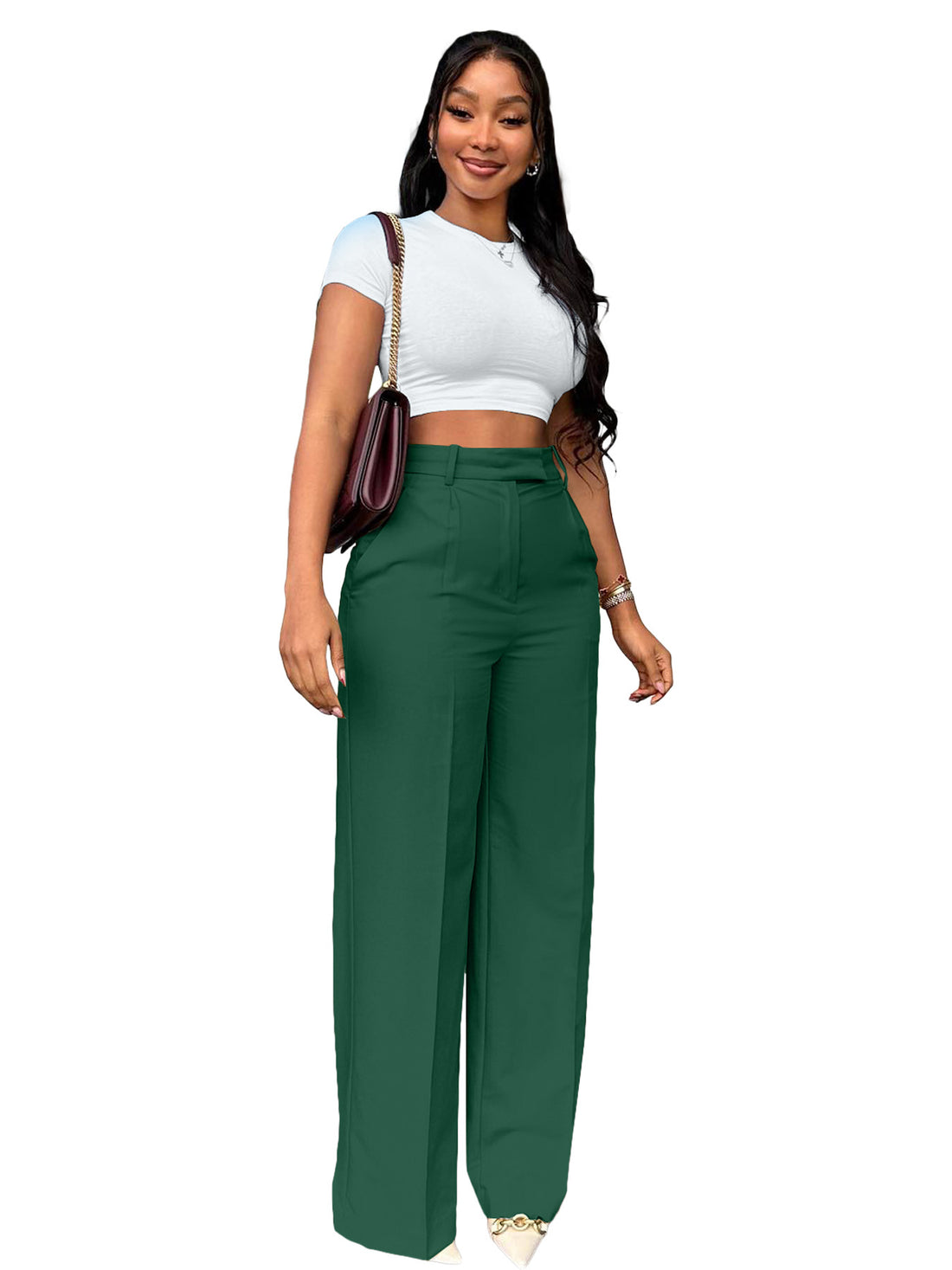 Women's High Waist Straight-leg Wide-leg Pants - cas7m