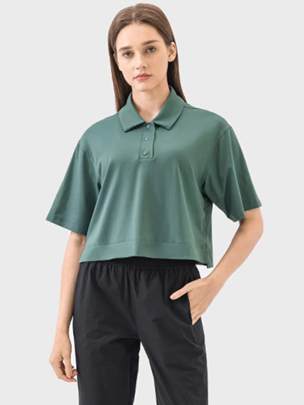 Millennia Half Button Short Sleeve Active T-Shirt - cas7m