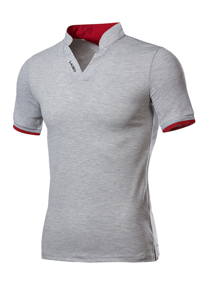Men's Plus Size Notched Short Sleeve Top - cas7m