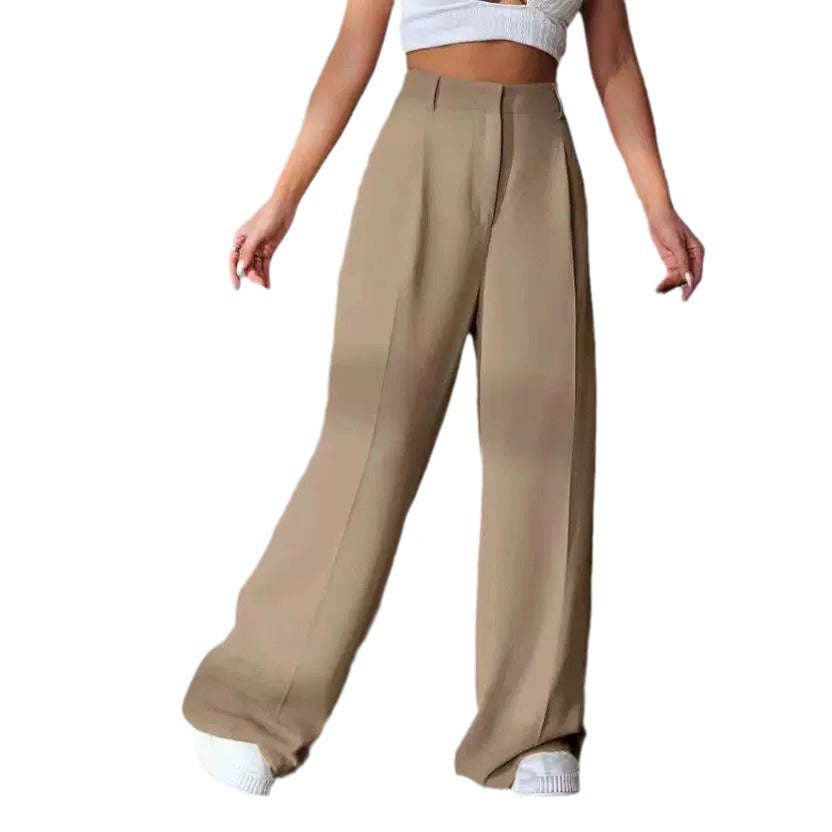 Wide Leg High Waist Slimming Loose Drooping Straight Mop Pants - cas7m
