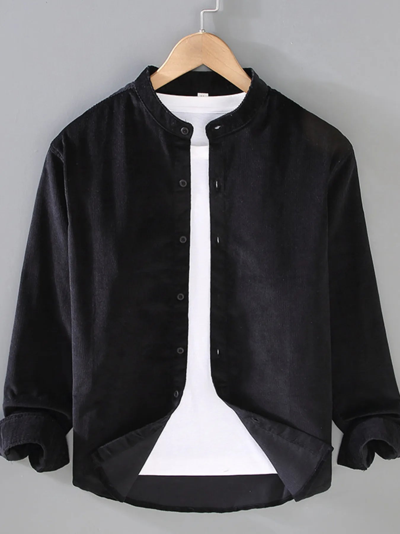 Men's Plus Size Button Up Long Sleeve Shirt - cas7m