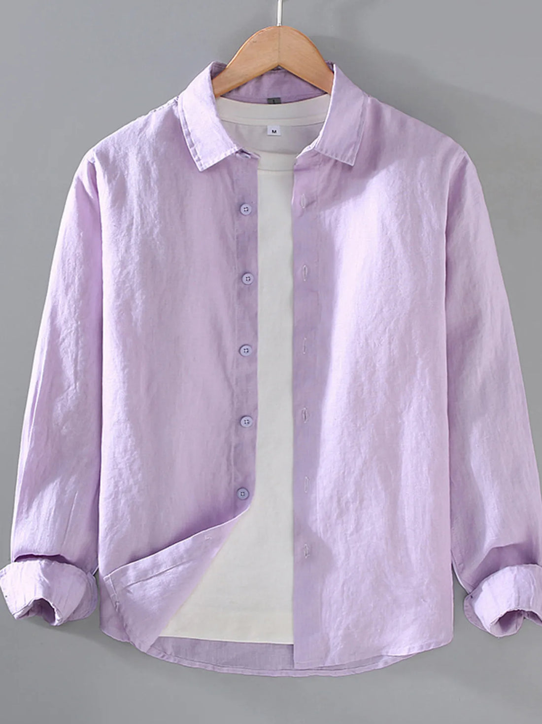 Men's Plus Size Button Up Long Sleeve Shirt - cas7m