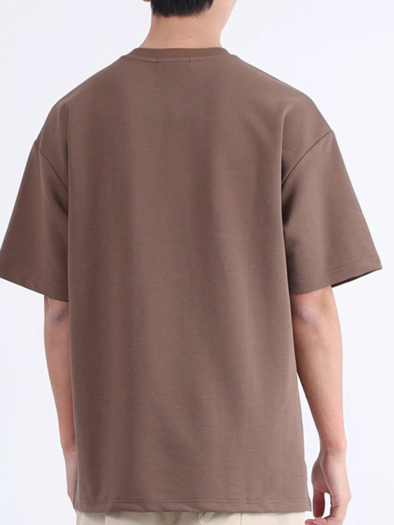 Men's Plus Size Solid Color Round Neck T-Shirt - cas7m