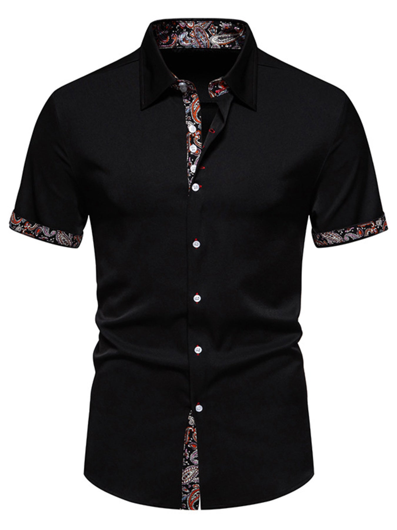 Men's Paisley Trim Short Sleeve Shirt - cas7m