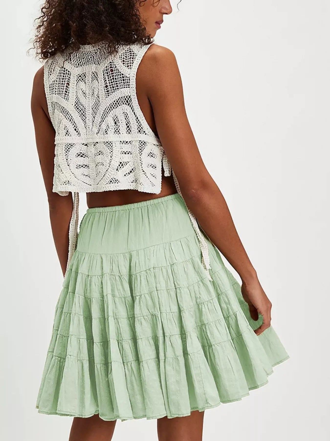 Tiered Drawstring Mini Skirt - cas7m