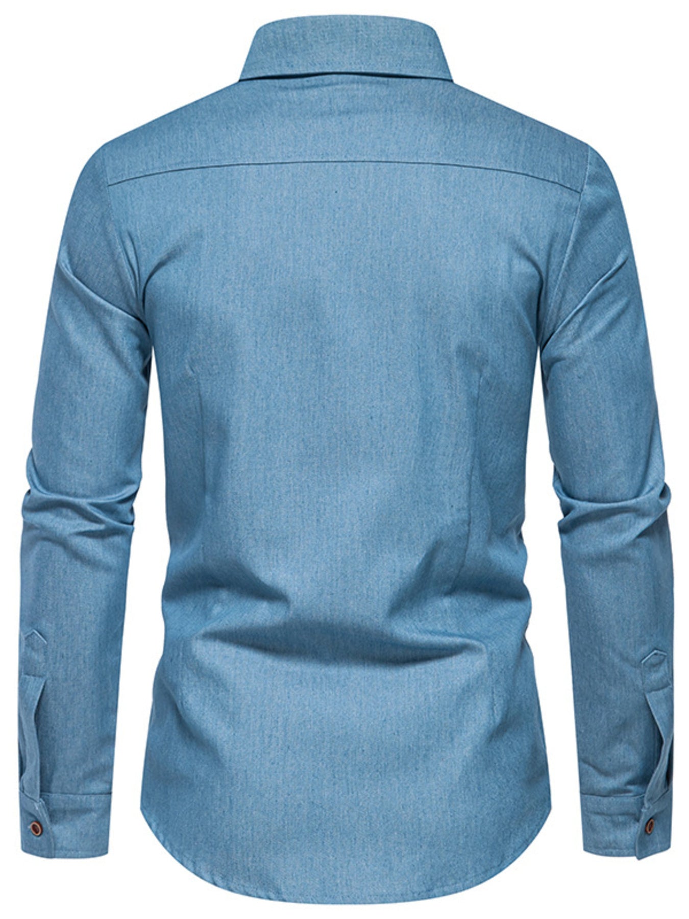 Men's Casual Long Sleeve Denim Shirt with Pockets - cas7m