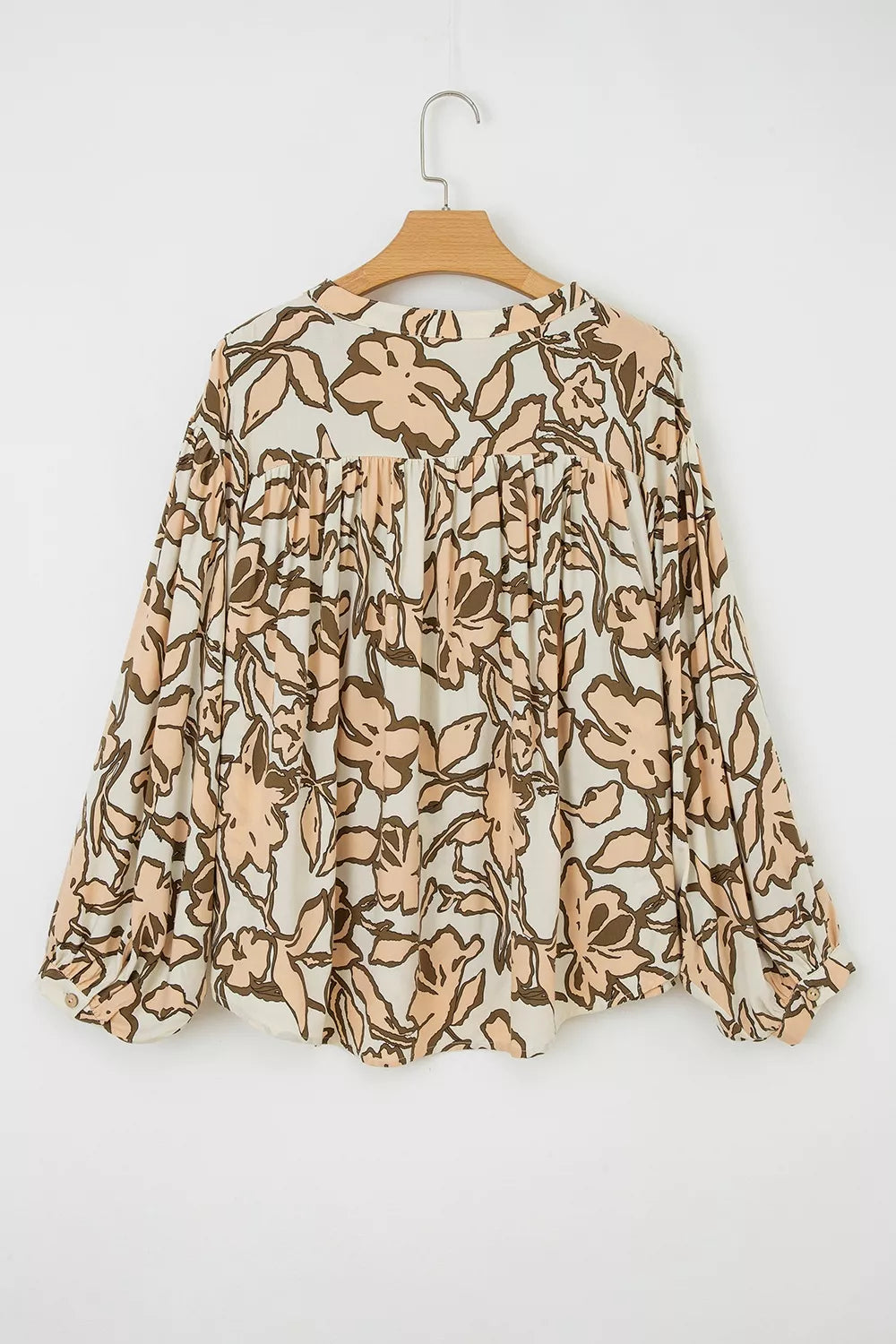 Floral Print Button-Down Long Sleeve Shirt - cas7m