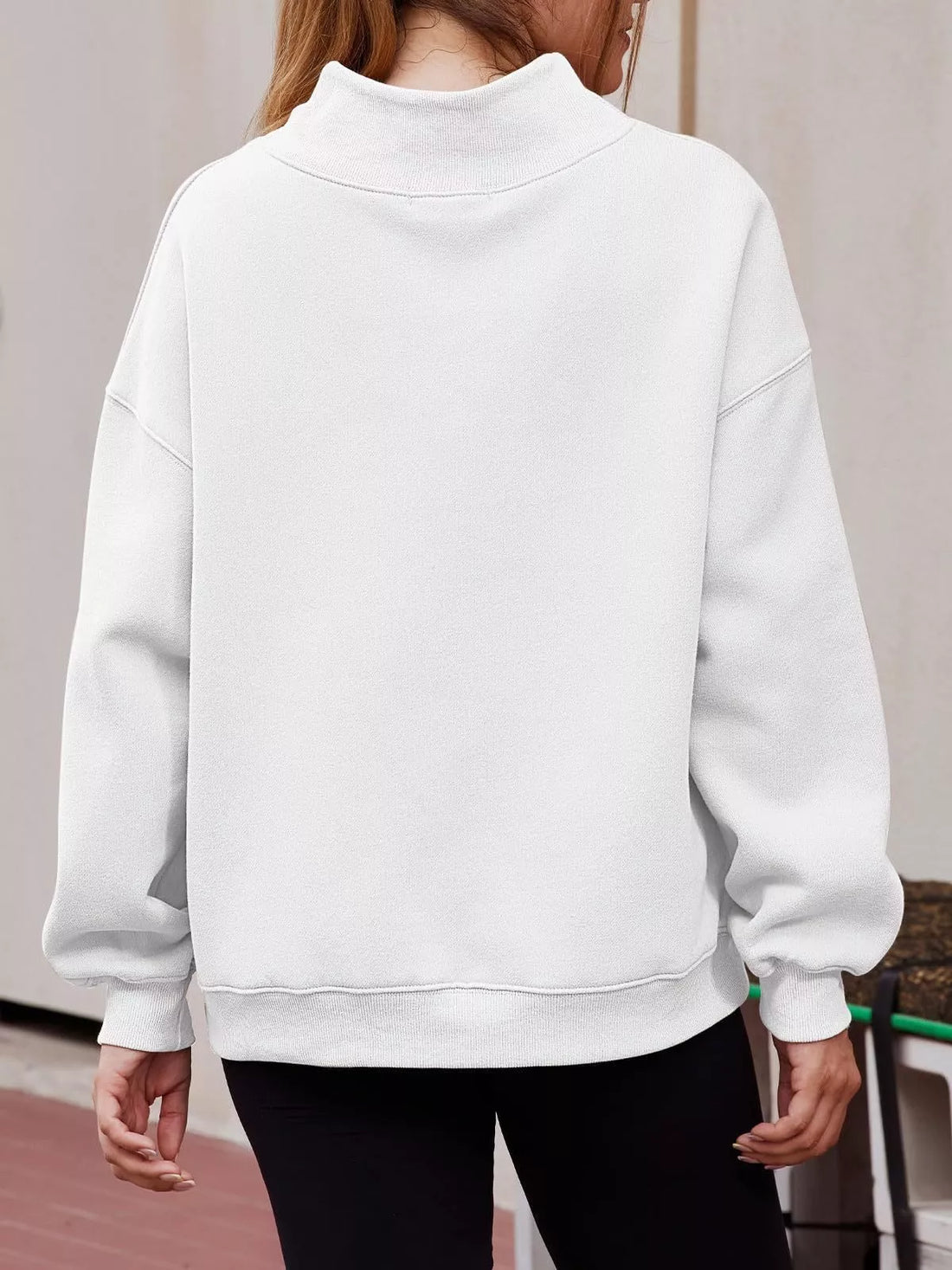 Mock Neck Dropped Shoulder Sweatshirt - cas7m