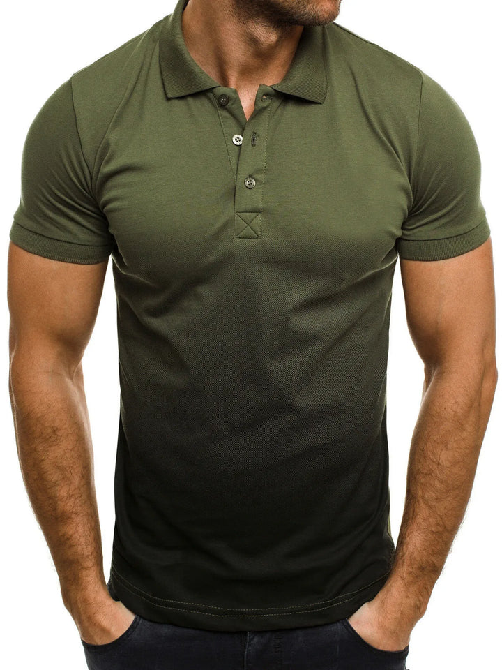 Men's Full Size Gradient Short Sleeve Polo Plus Size - cas7m