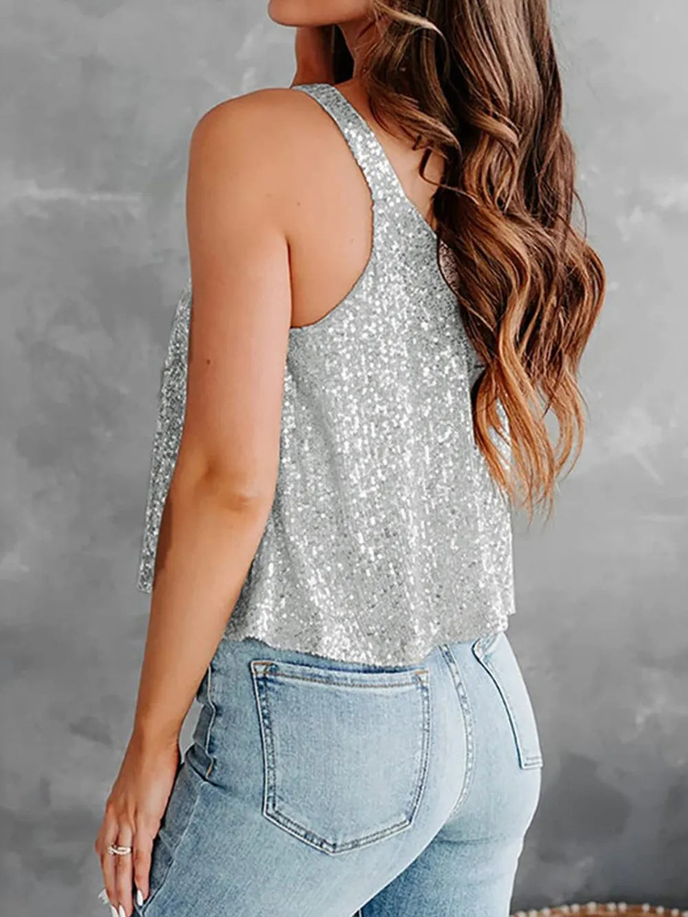 Sequin Scoop Neck Tank - cas7m