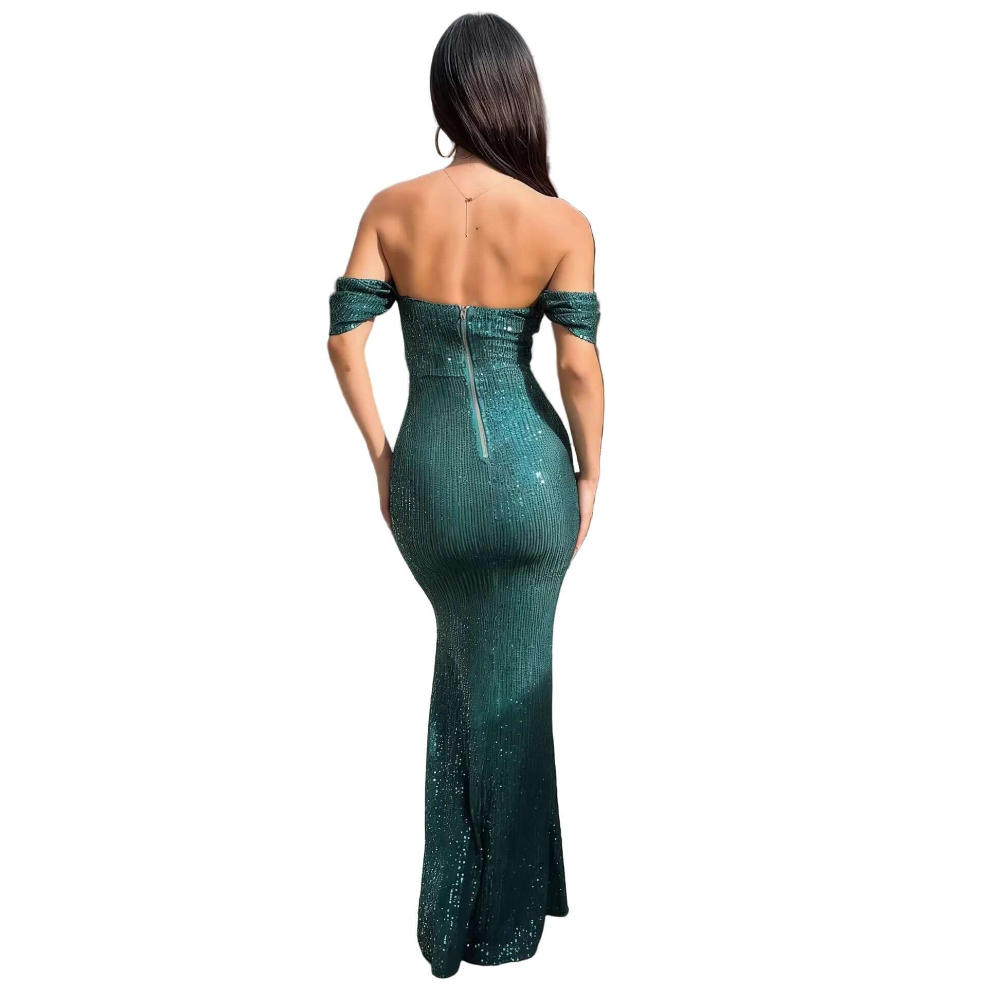 Women's Sexy Sequin Off-Shoulder Split Dress - Sparkly Off Shoulder Summer Party Long Dresses Evening Party Gown - cas7m