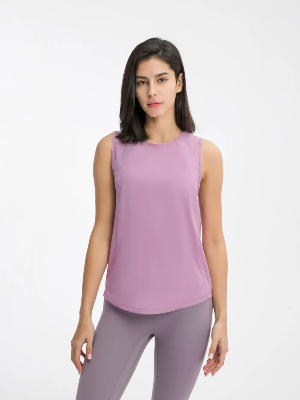 Millennia Cutout Back Round Neck Active Tank - cas7m