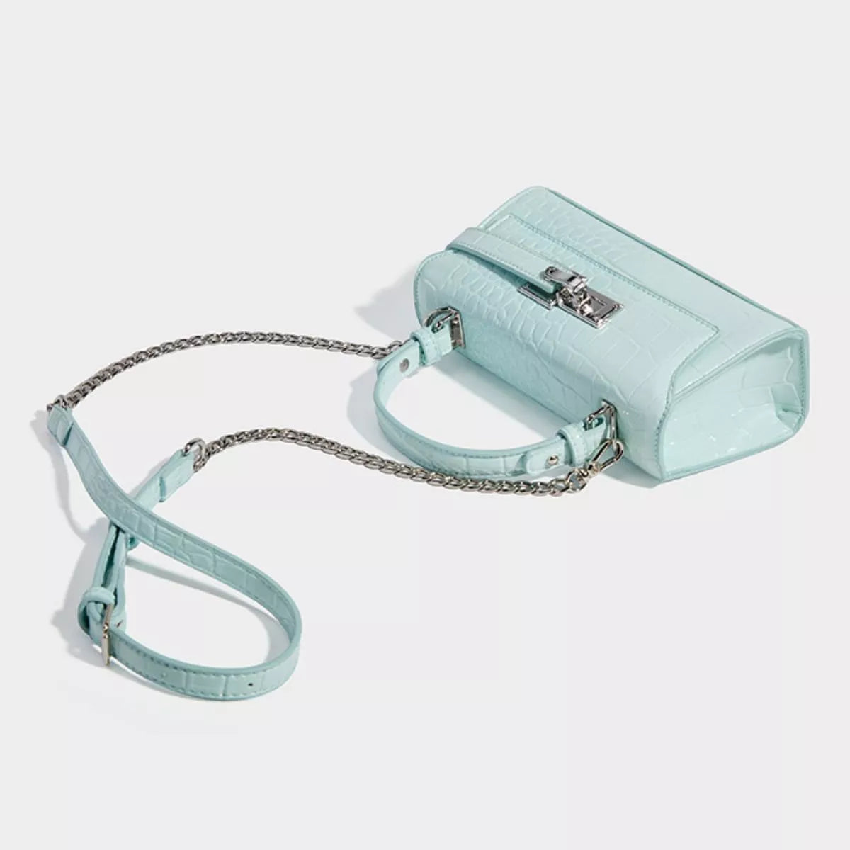 Crocodile Embossed Top Handle Crossbody Bag - cas7m