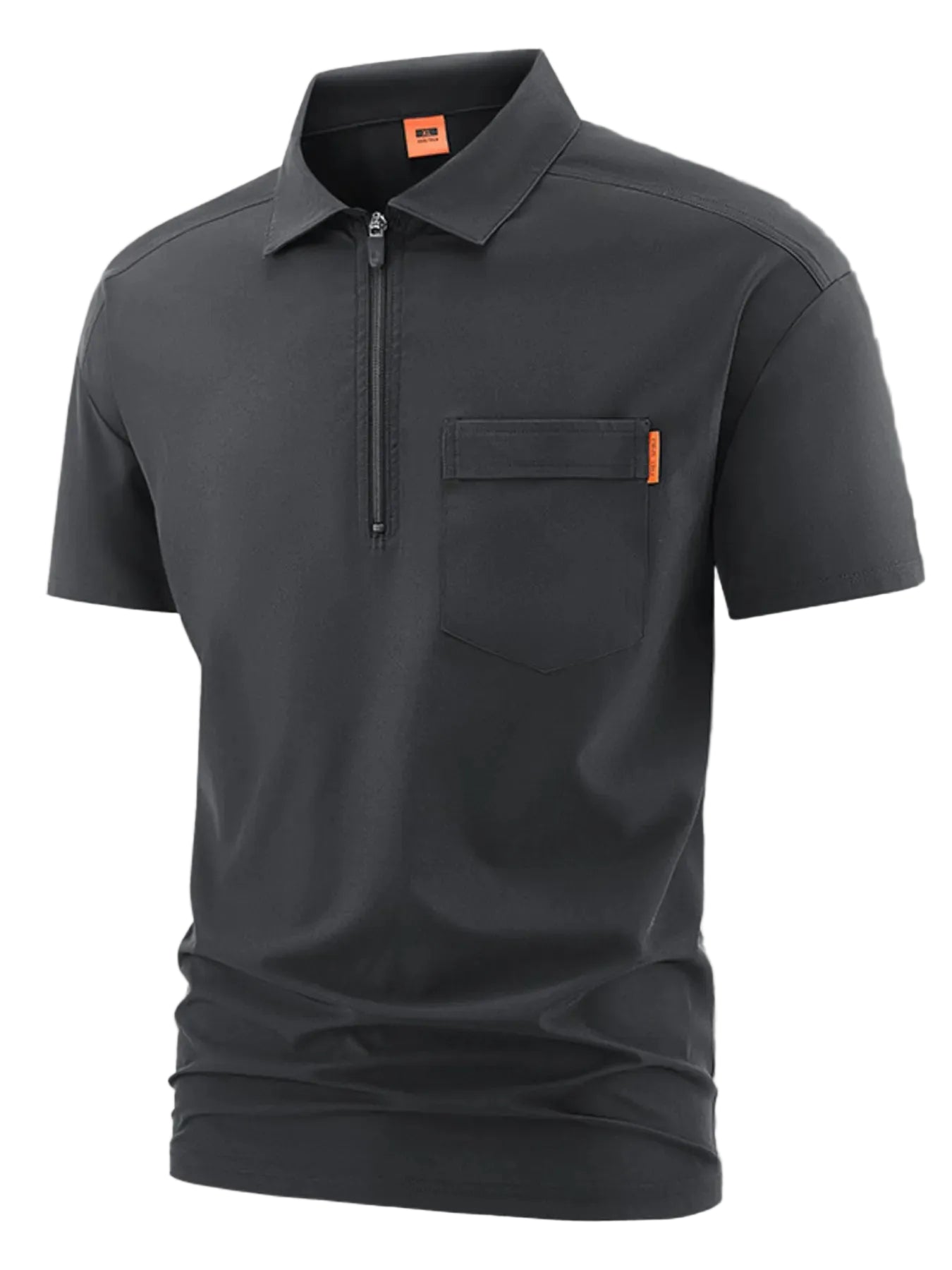 Men's Plus Size Casual Zipper Polo with Pocket - cas7m