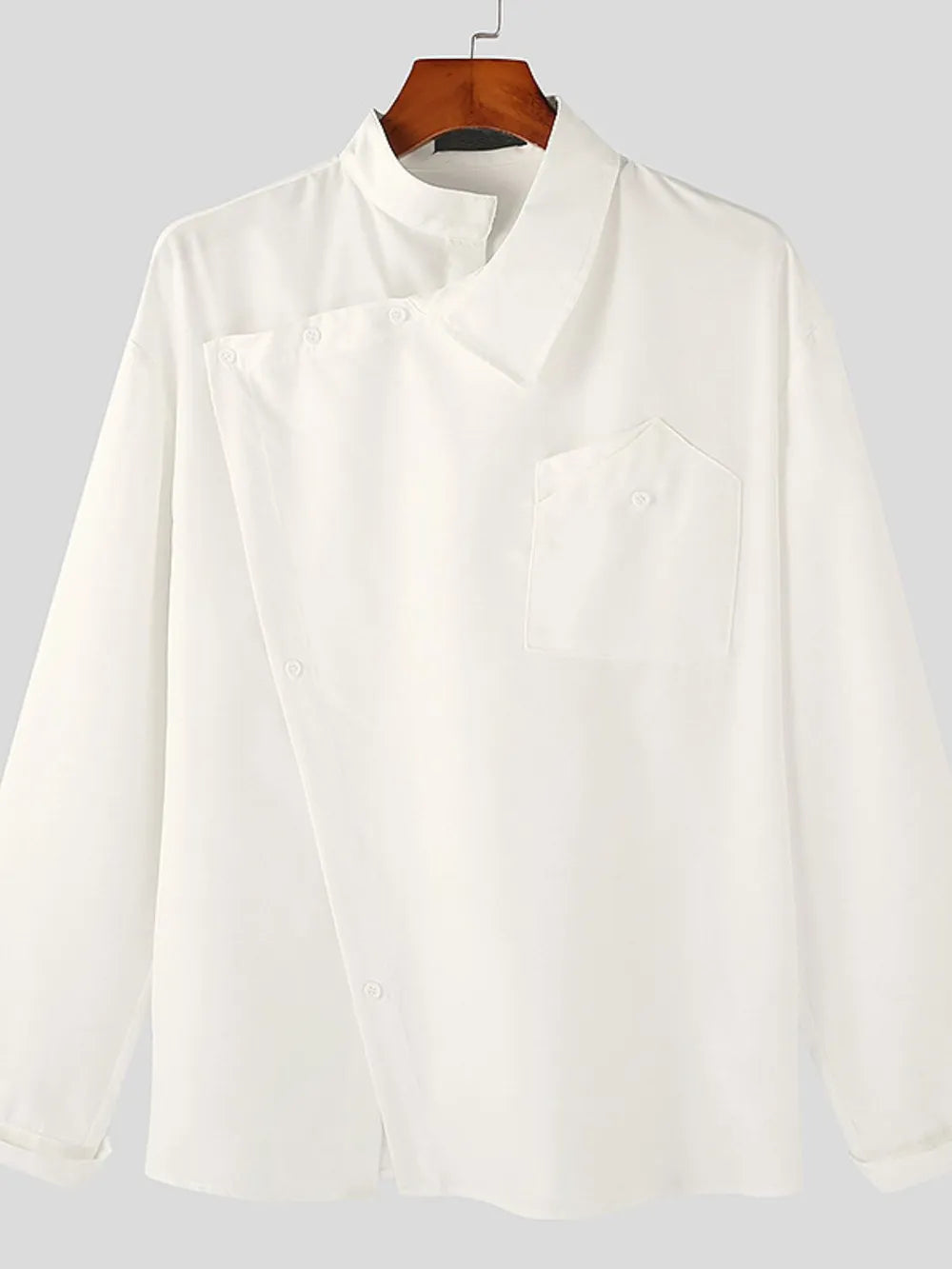 Men's Asymmetrical Long Sleeve Shirt - cas7m