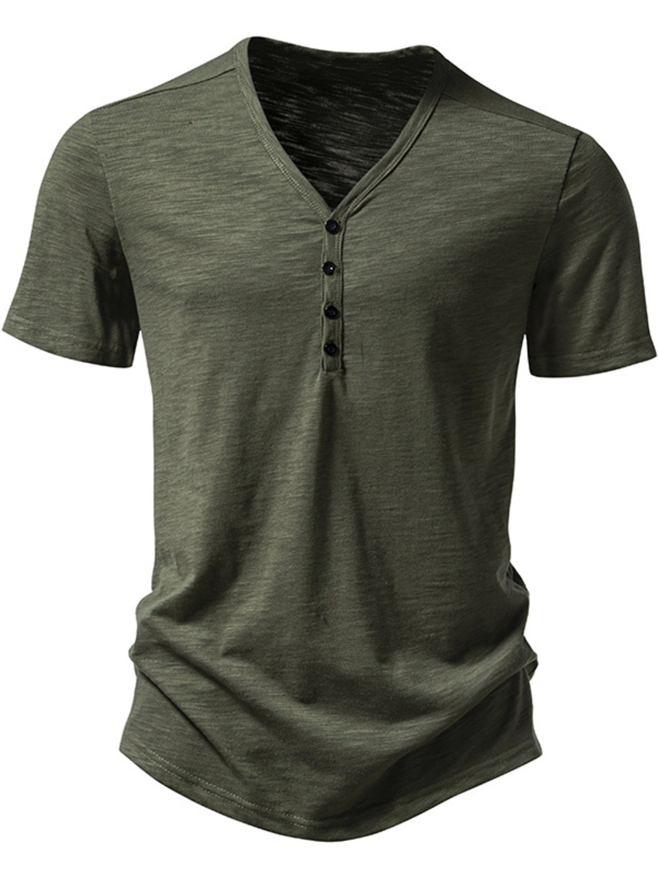 Men's Casual Button Detail T-Shirt - cas7m