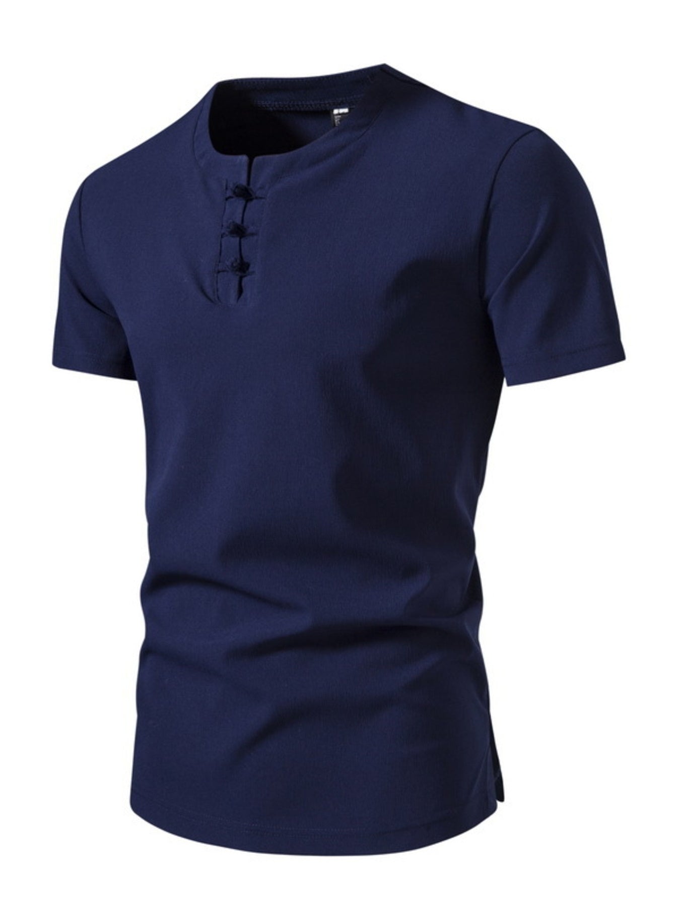 Men's Plus Size Casual Button Henley T-Shirt - cas7m