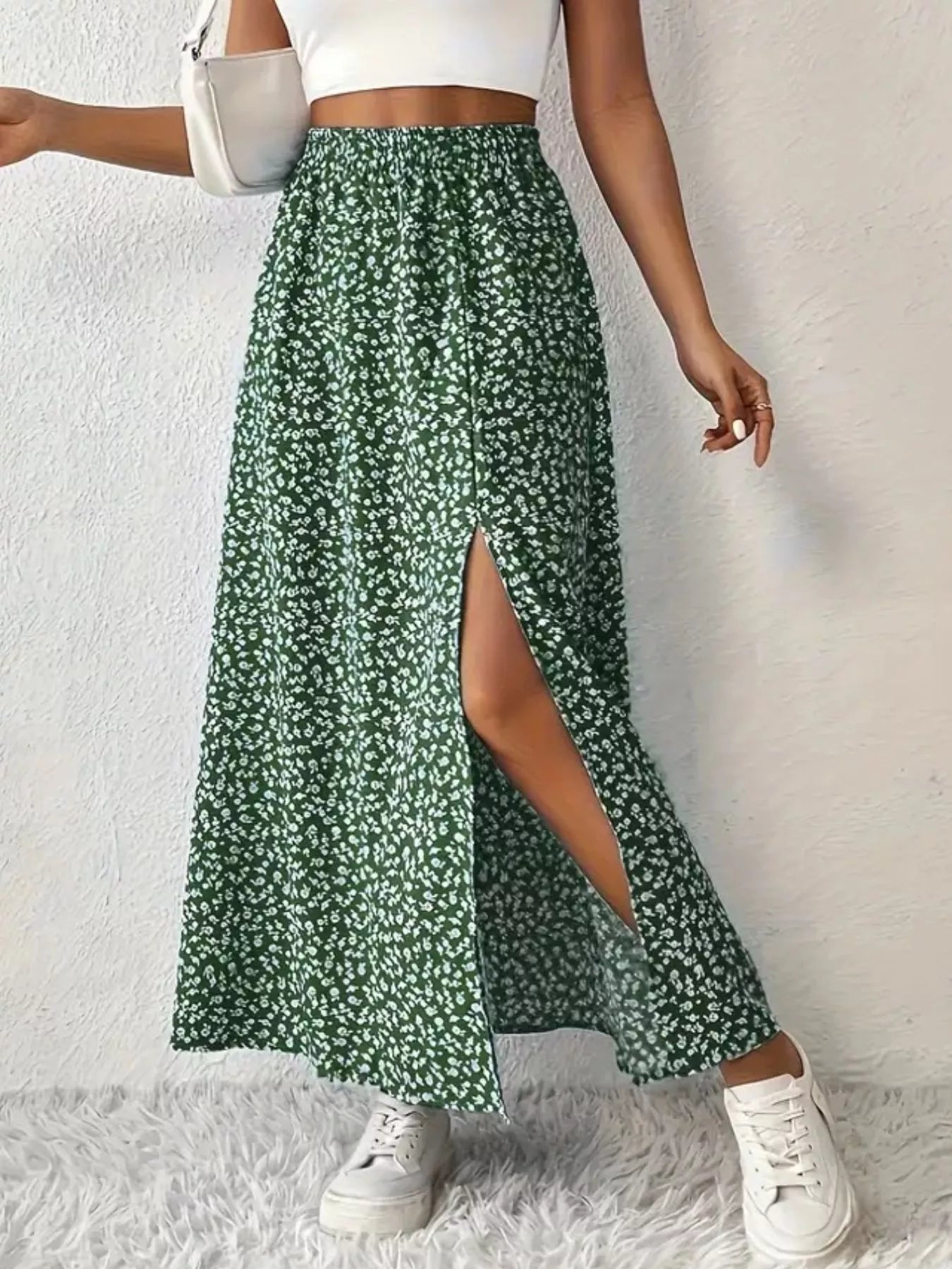 Slit Printed Skirt - cas7m
