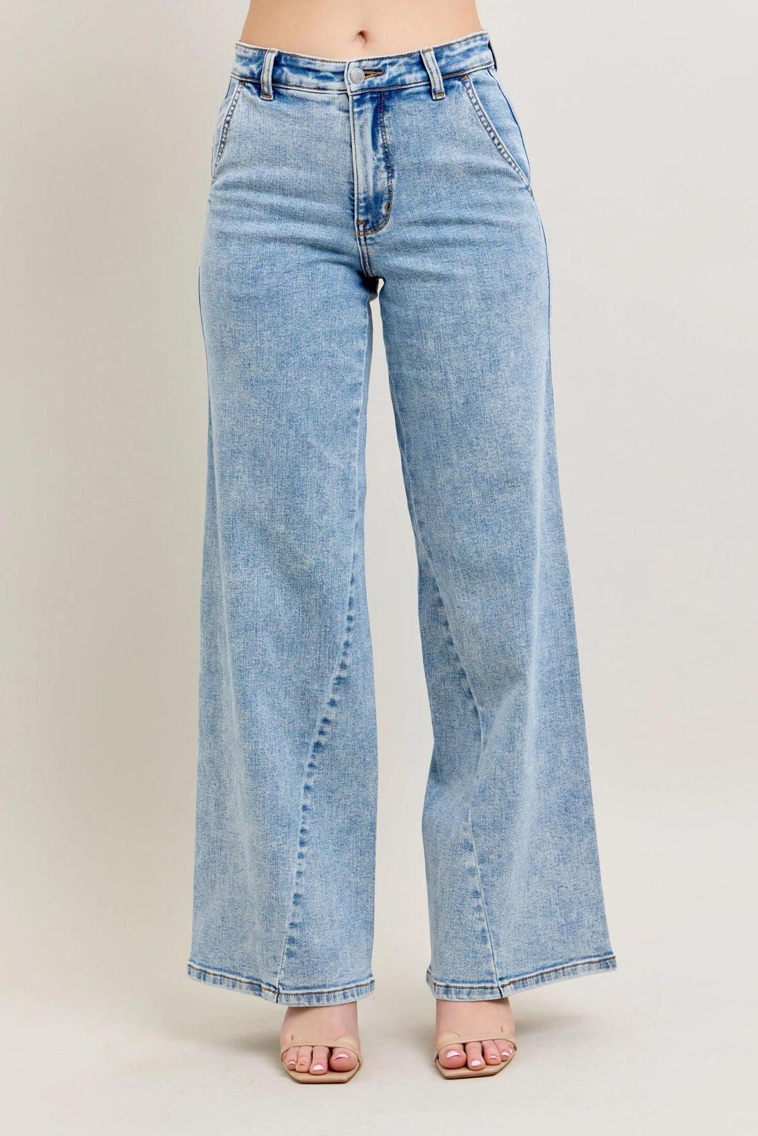 Judy Blue Full Size High Waist Wide Leg Jeans with Skewed Inseam Plus Size - cas7m