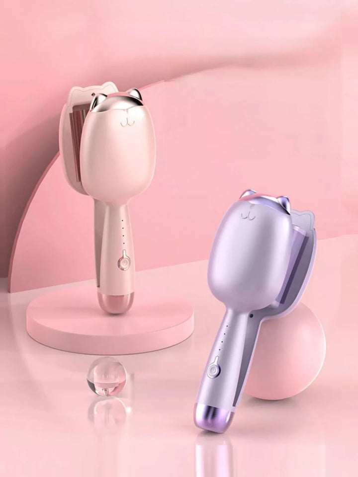 Cat Curl Chic: Portable Cordless Curling Iron for Perfect Curls - cas7m