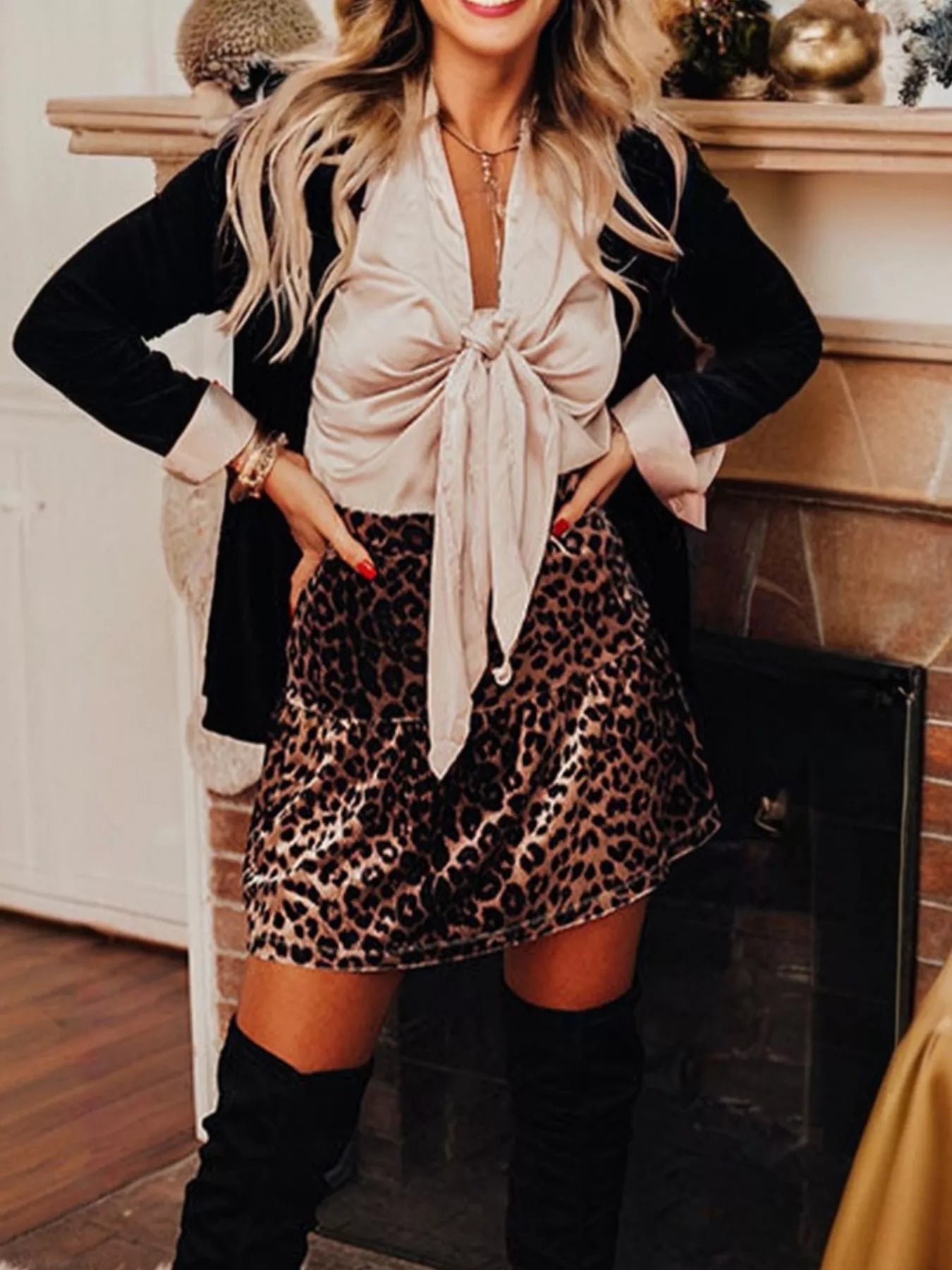 Leopard Tiered Mini Skirt - cas7m