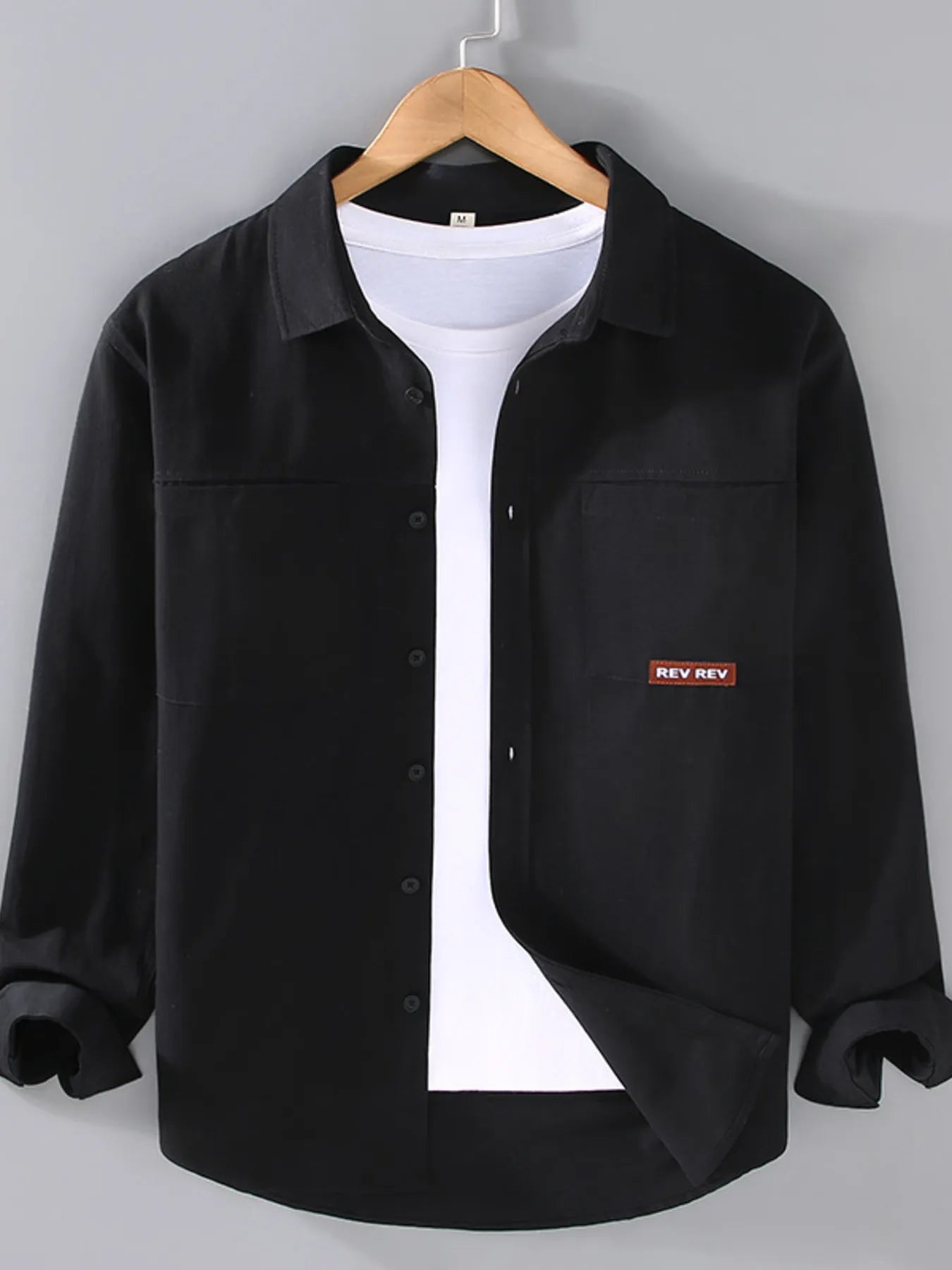 Men's Plus Size Button Up Long Sleeve Shirt - cas7m