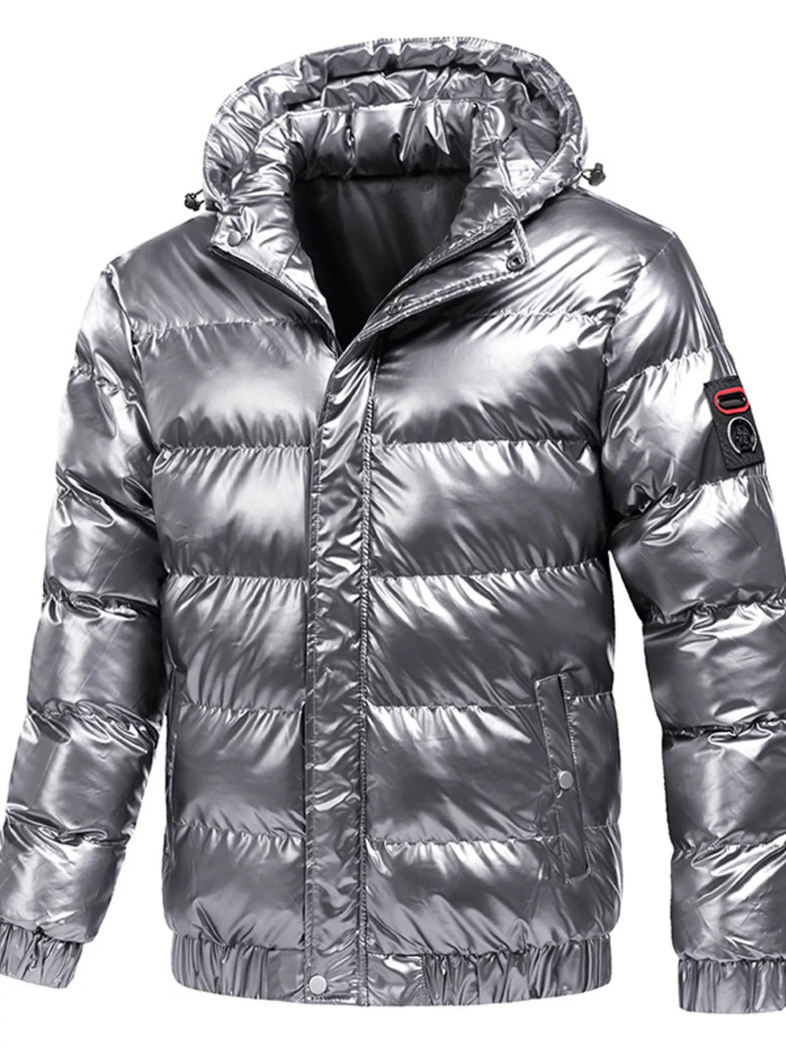 Men's Plus Size Zip Up Hooded Puffer Jacket - cas7m