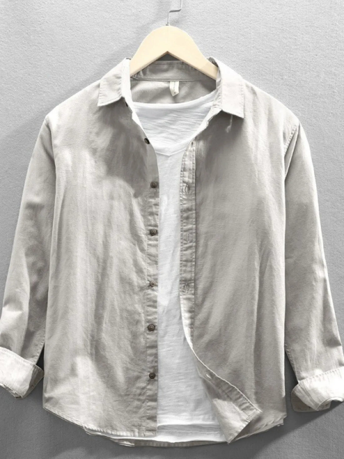 Men's Plus Size Button Up Long Sleeve Shirt - cas7m