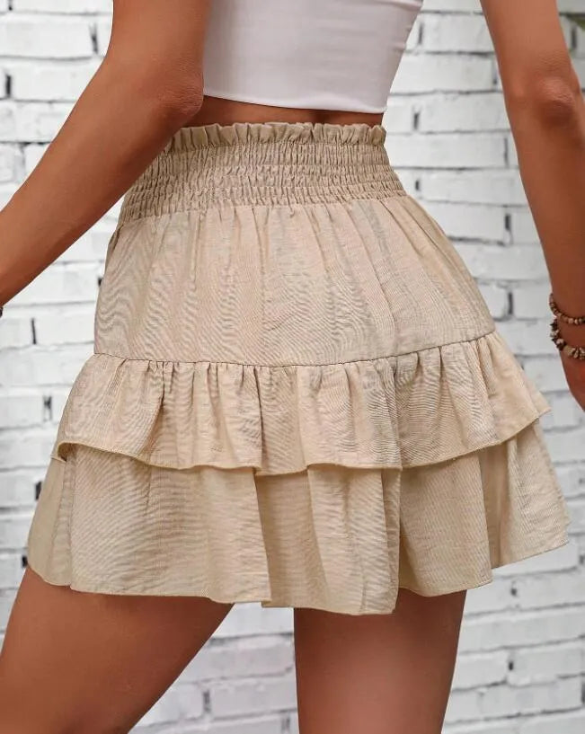 Ruffle Layered High Waist Casual Skort - cas7m