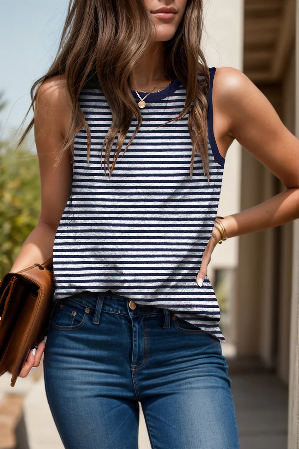 Printed Round Neck Tank - cas7m