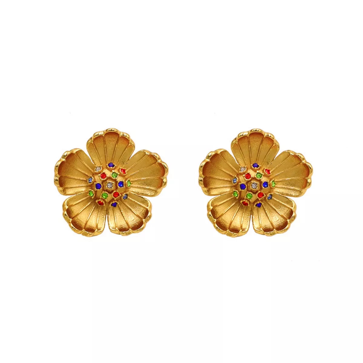 18K Gold-Plated Flower Earrings - cas7m