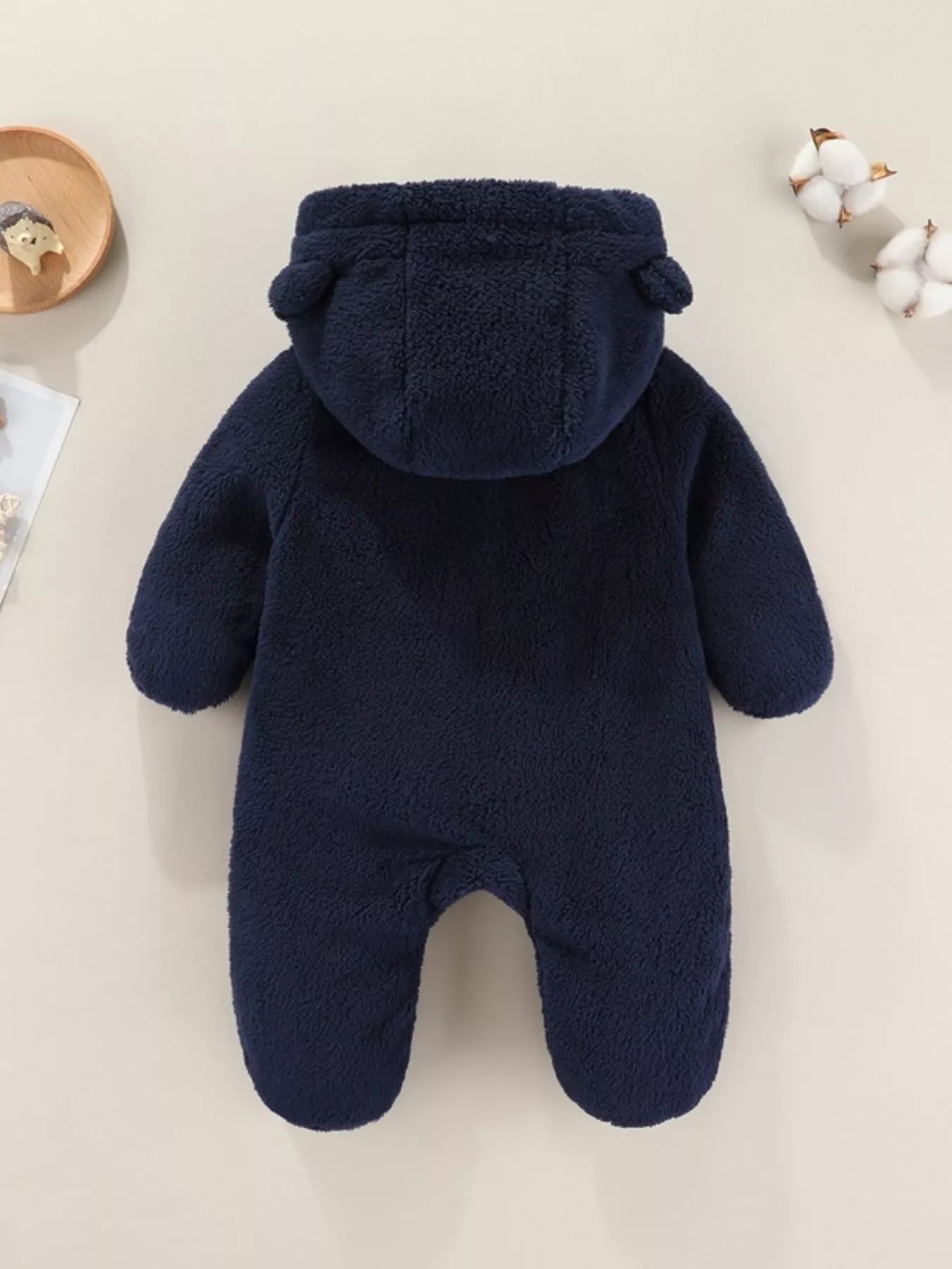 Children's Cozy Bear Hooded Fleece One-Piece - cas7m