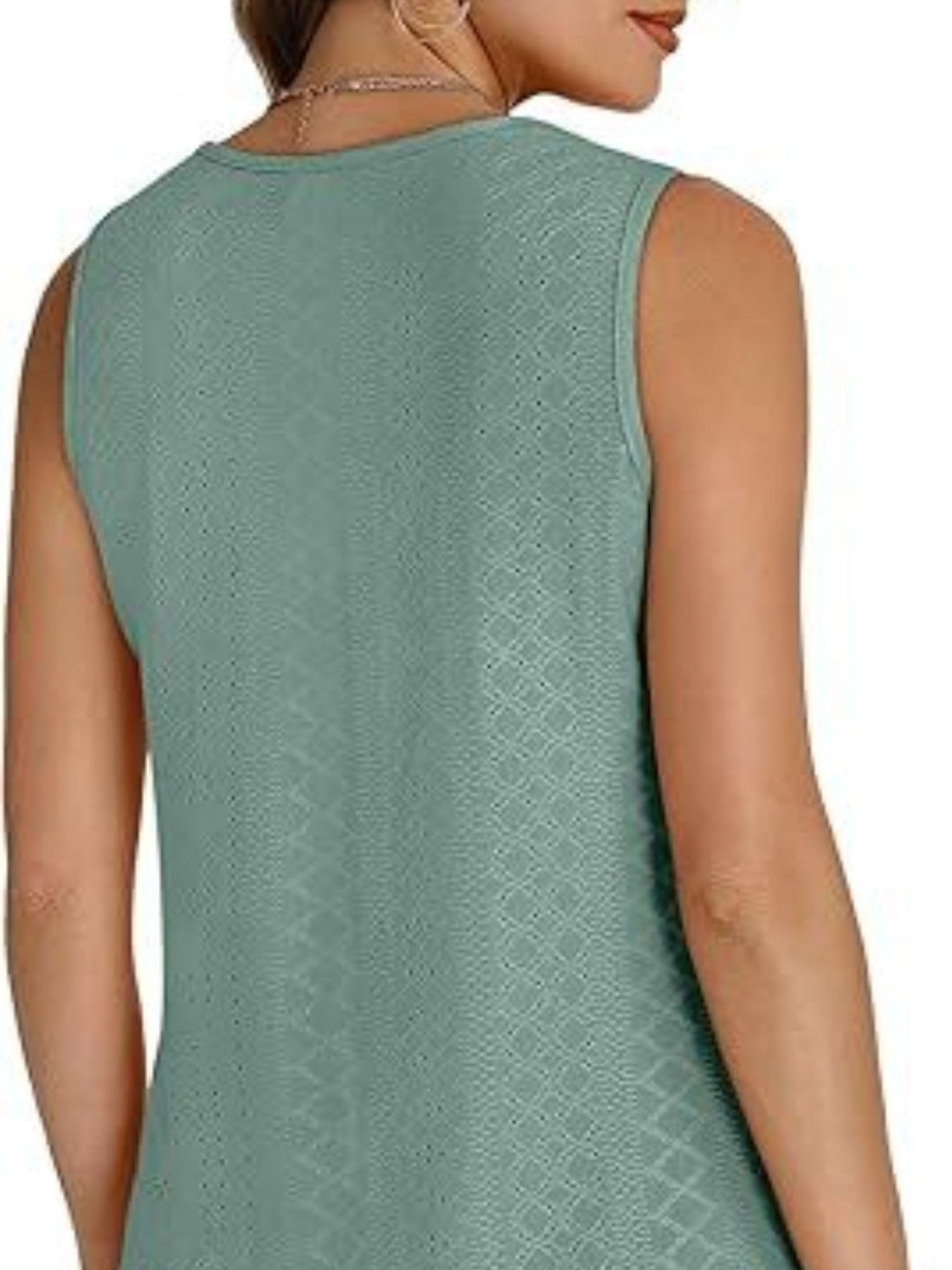 Eyelet V-Neck Tank - cas7m