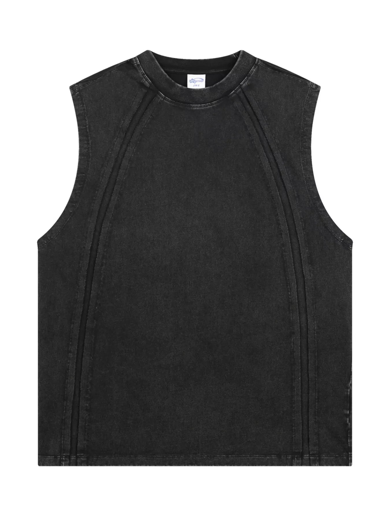 Men's Vintage Washed Round Neck Tank Top - cas7m