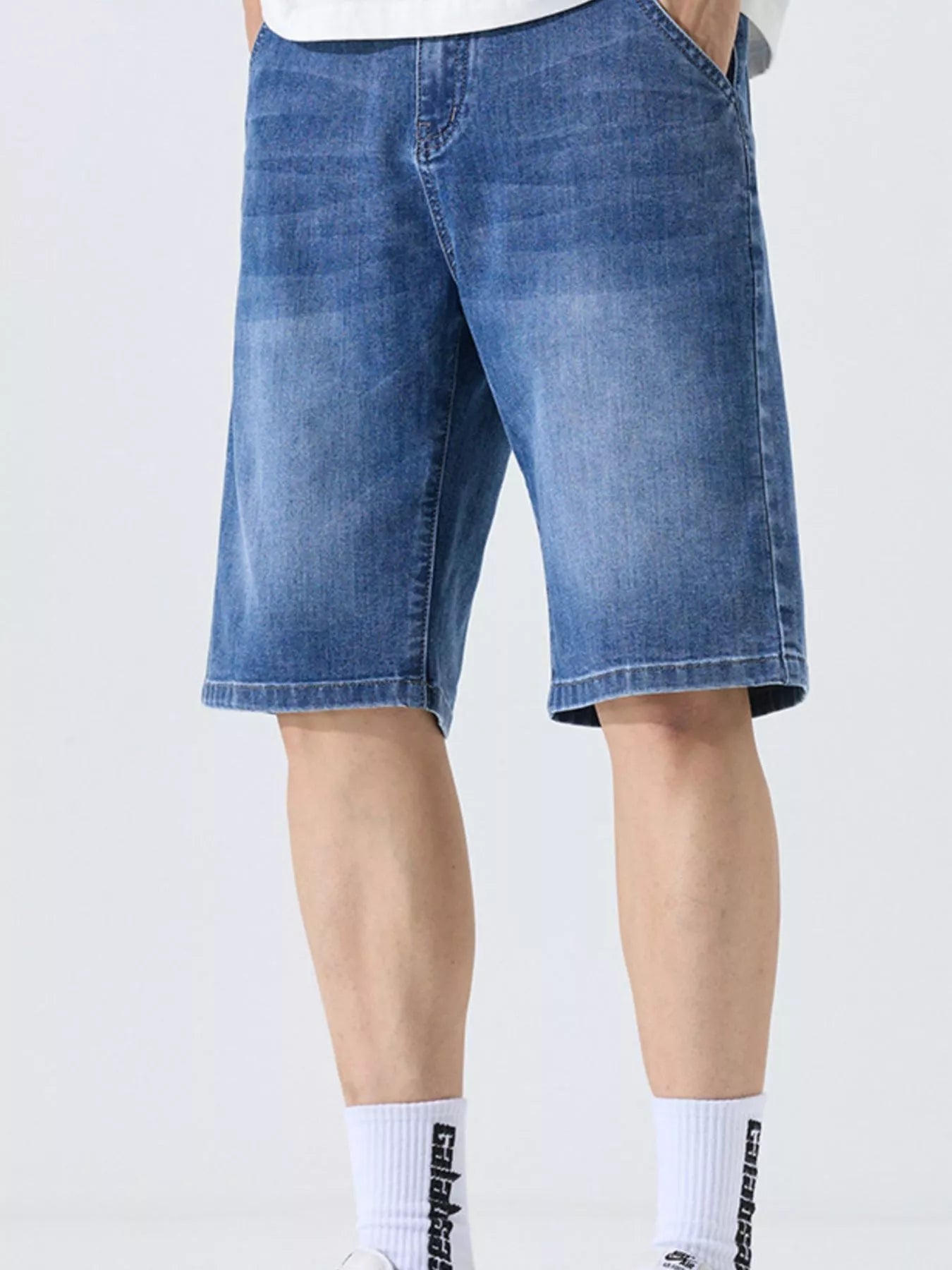 Men's Washed Loose Fit Denim Shorts - cas7m