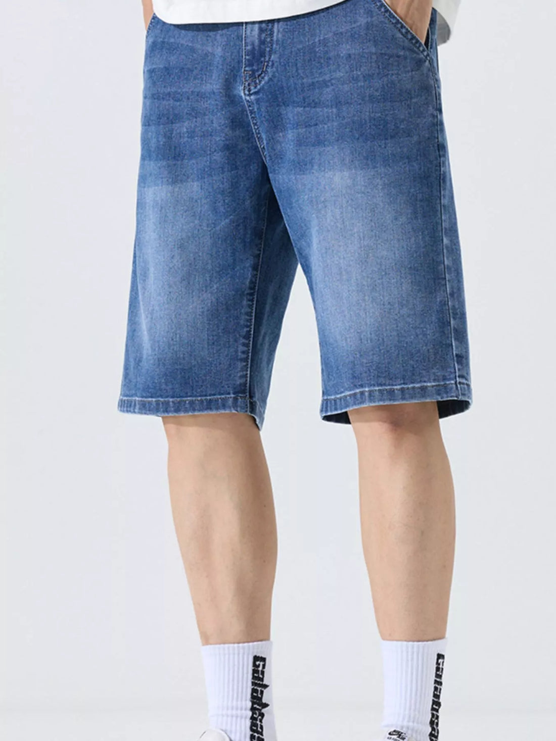 Men's Washed Loose Fit Denim Shorts - cas7m