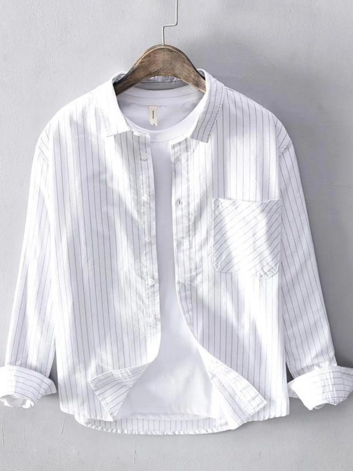 Men's Plus Size Button Up Long Sleeve Shirt - cas7m
