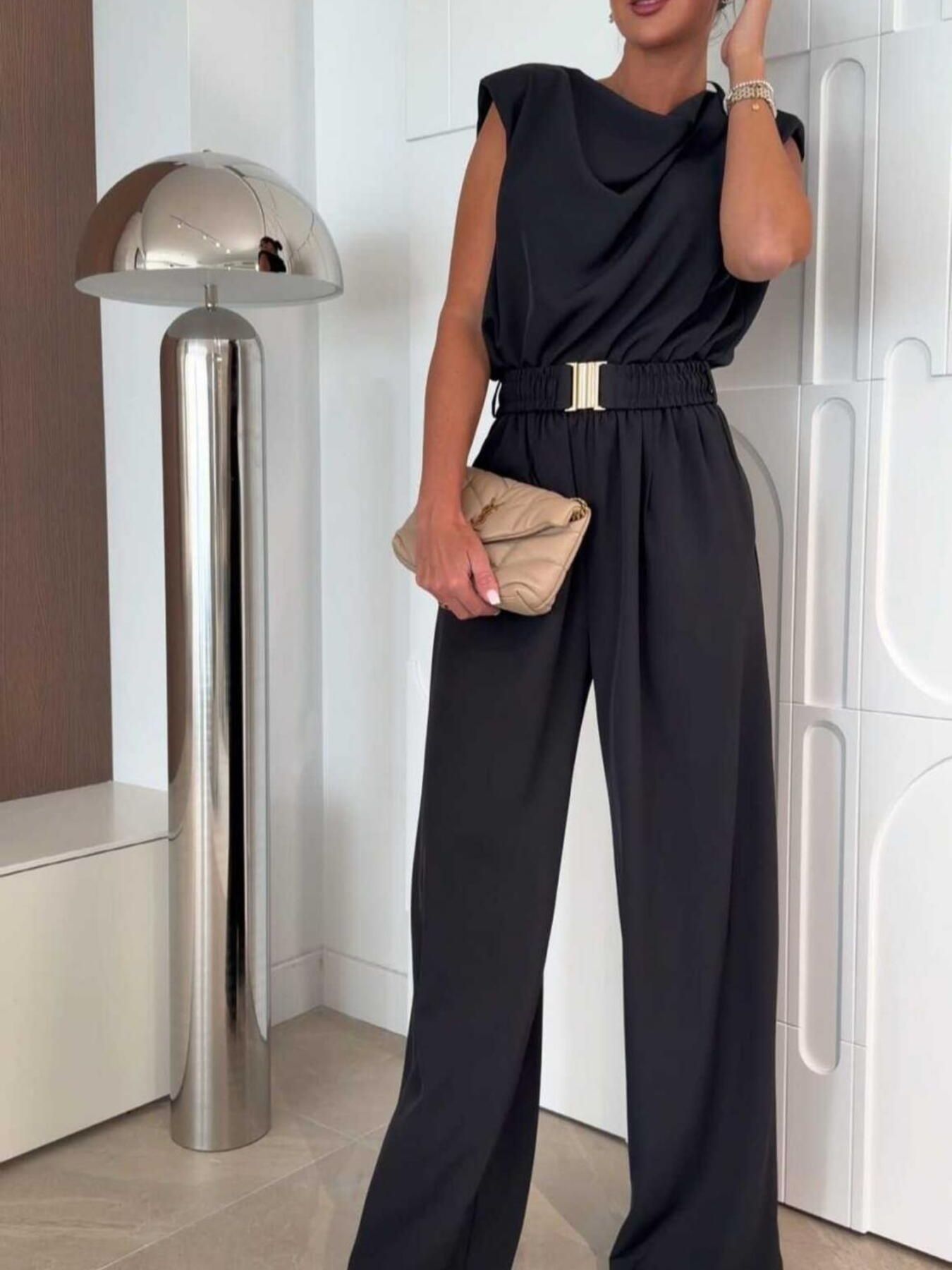 Sleeveless Wide Leg Jumpsuit - cas7m