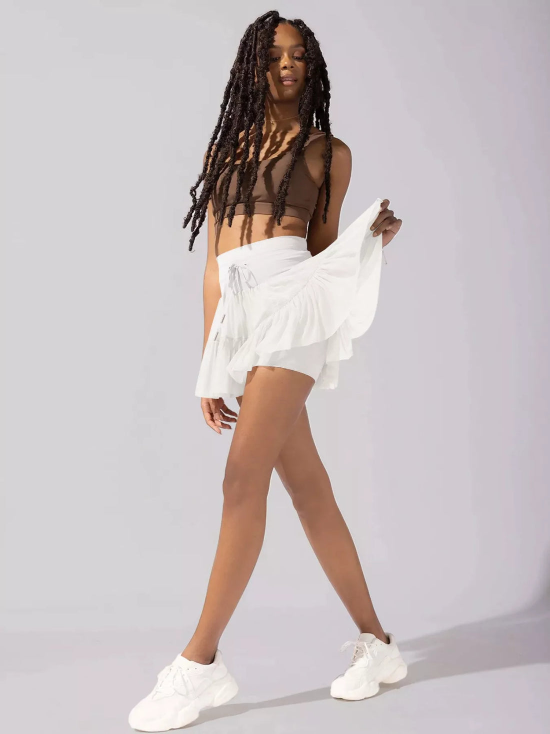 Tiered Skort with Drawstring - cas7m