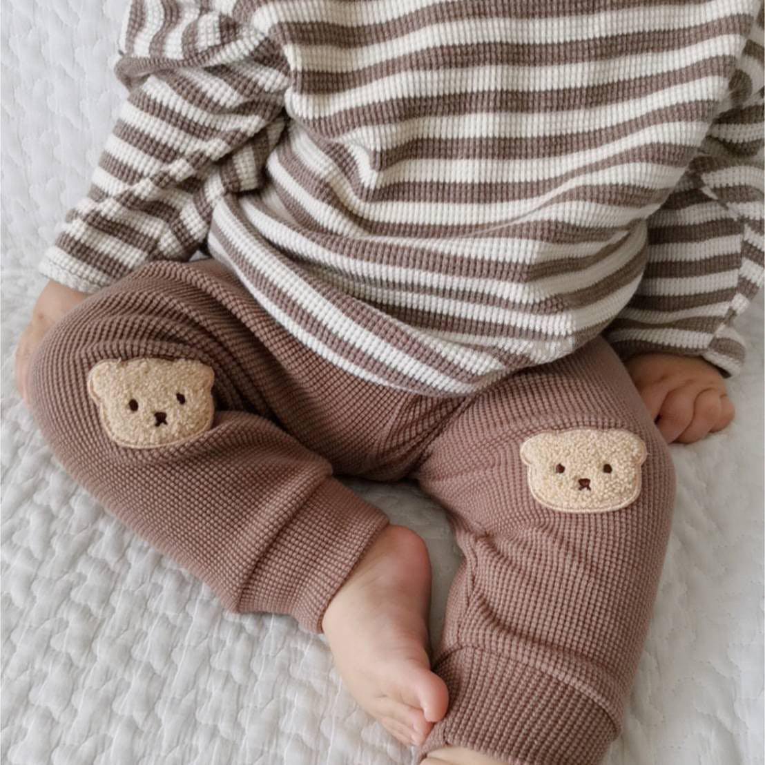 Waffle Bear Pants Baby Trousers Cute Outing Harem Pants - cas7m