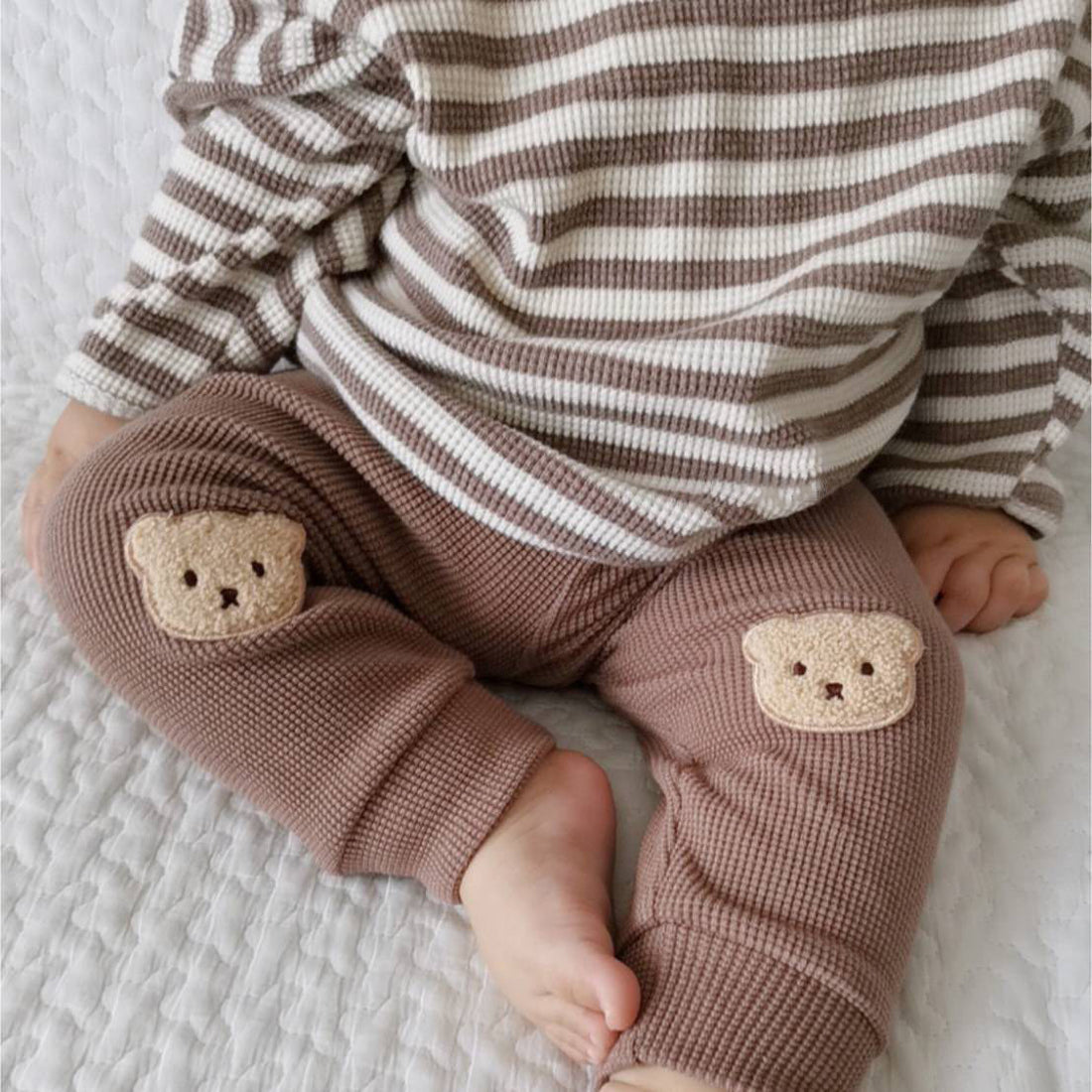 Waffle Bear Pants Baby Trousers Cute Outing Harem Pants - cas7m