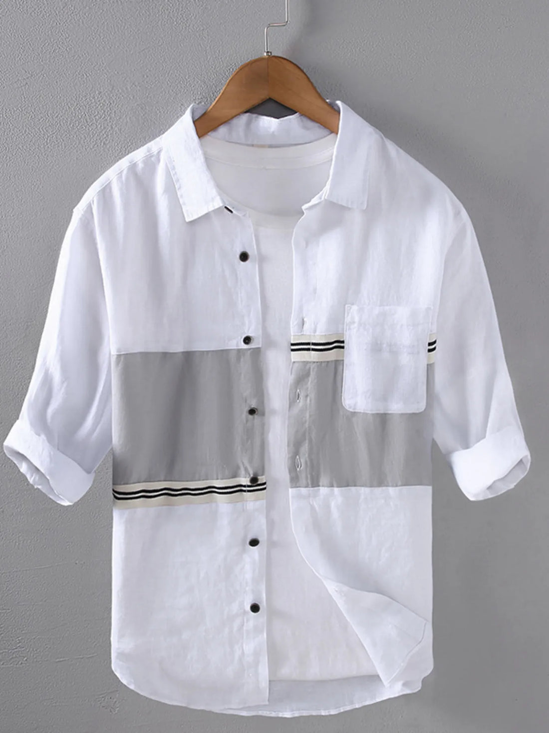 Men's Plus Size Button Up Long Sleeve Shirt - cas7m