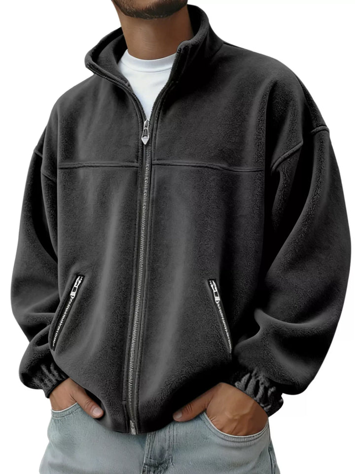 Men's Full Size Zip Up Long Sleeve Outerwear Plus Size - cas7m