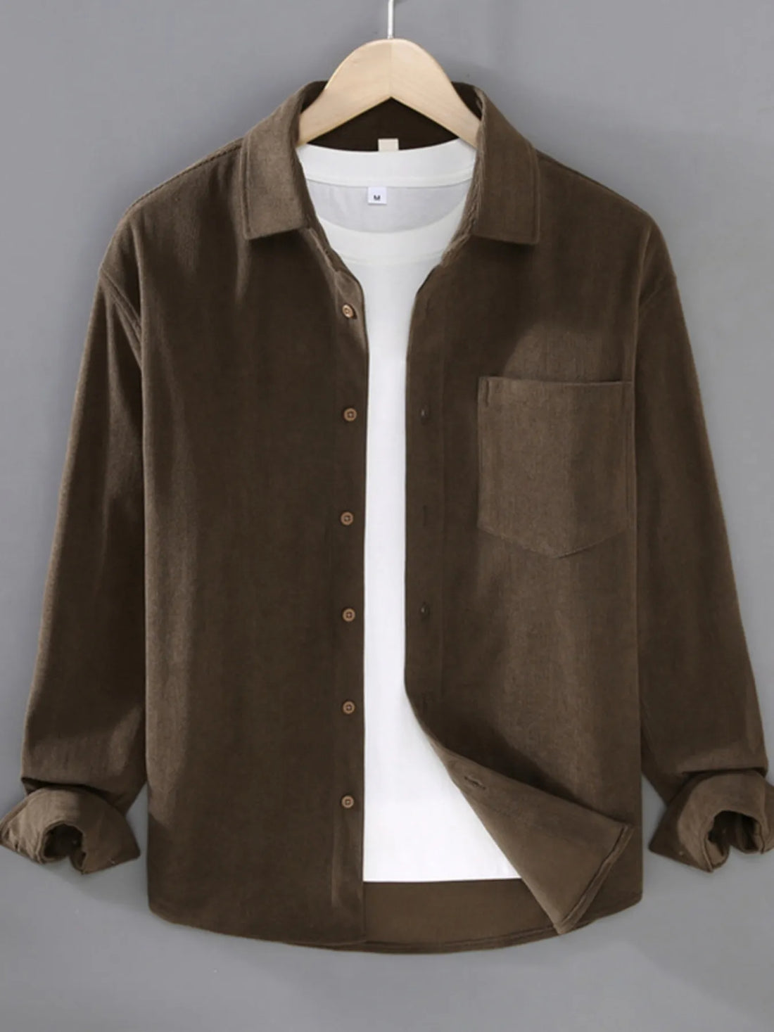 Men's Plus Size Button Up Long Sleeve Shirt - cas7m