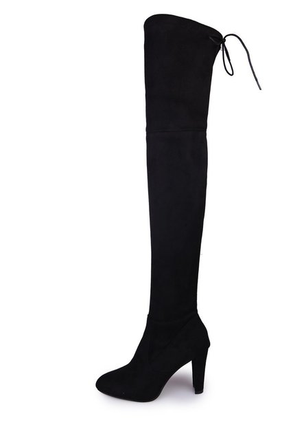Knee-High Suede Heeled Zip Women's Boots
